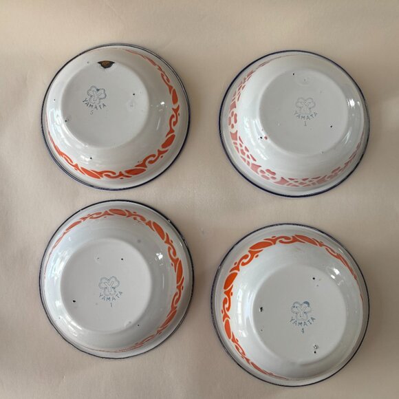 Vintage Enamel Floral Bowls - Set of 4 - Picture 8 of 14